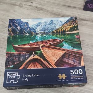 Corner Piece Braies Lake Italy 500 Pc Puzzle Scenic Landscape Mountains Lake